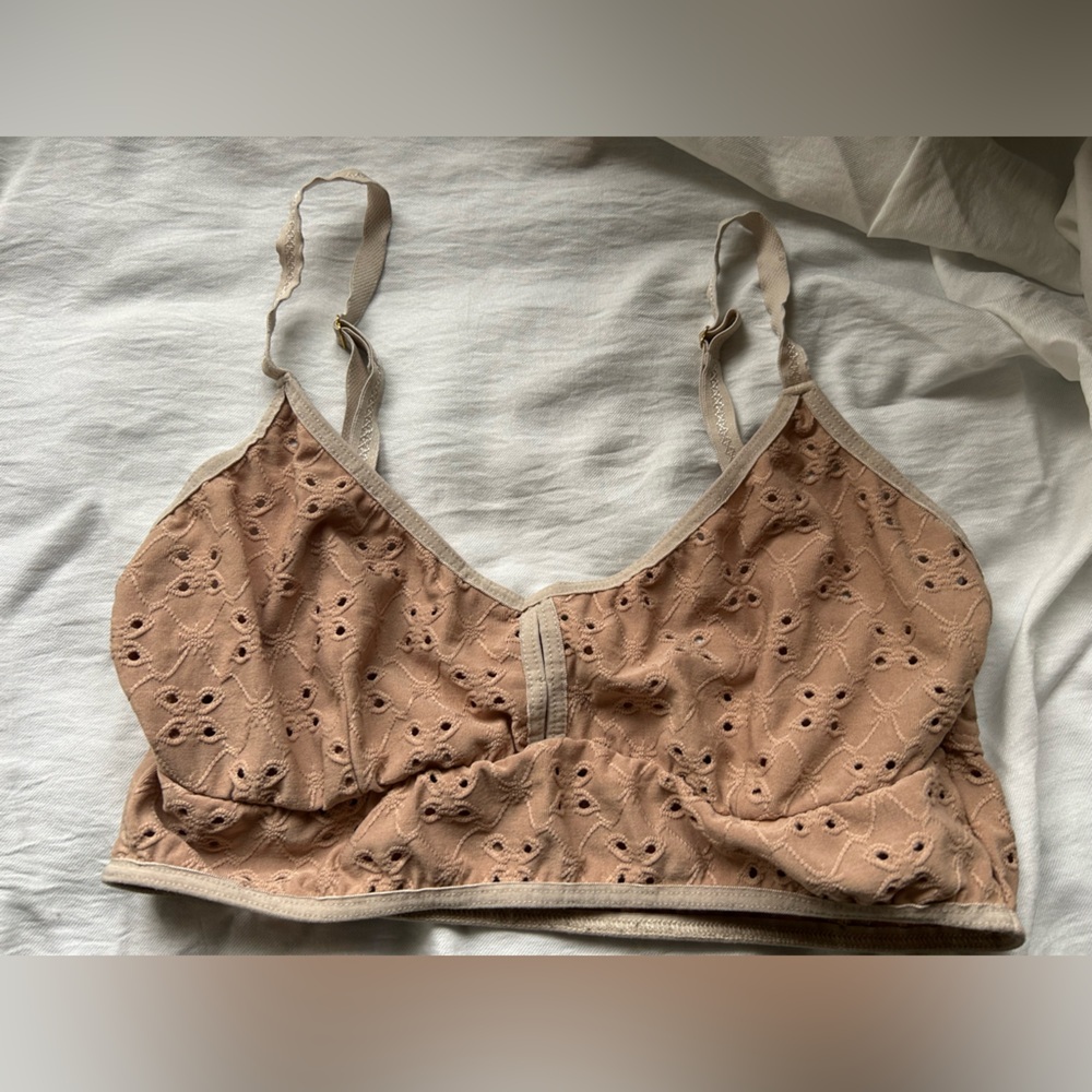 Cameo Clothing Classic Cutout Floral Bralette-Size XL-Nude